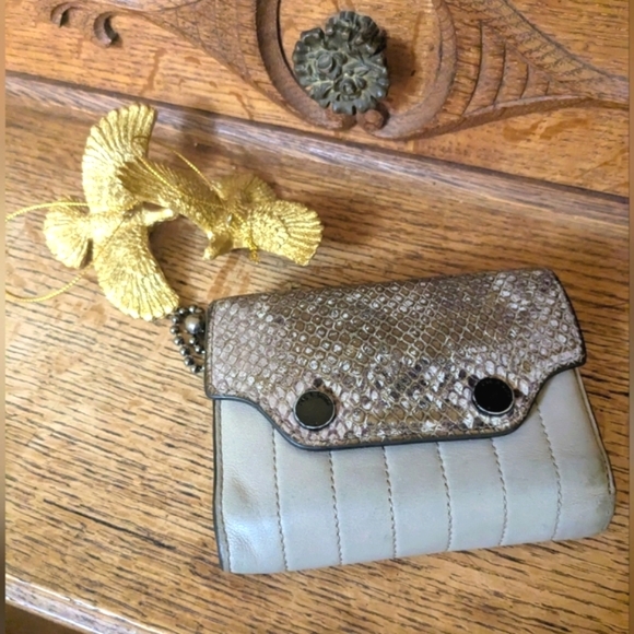 Vintage Rag & Bone wristlet wallet snakeskin leather quilted chain snap wallet - Picture 6 of 16